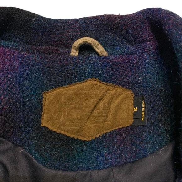 Woolrich 80s Vintage Mohair Wool Purple Shadow Plaid Blazer Jacket Femme Medium - Picture 4 of 4